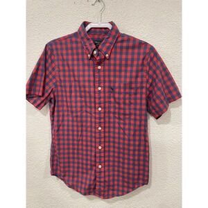 Abercrombie & Fitch Red and Blue Checkered Short Sleeve Mens shirt size Med